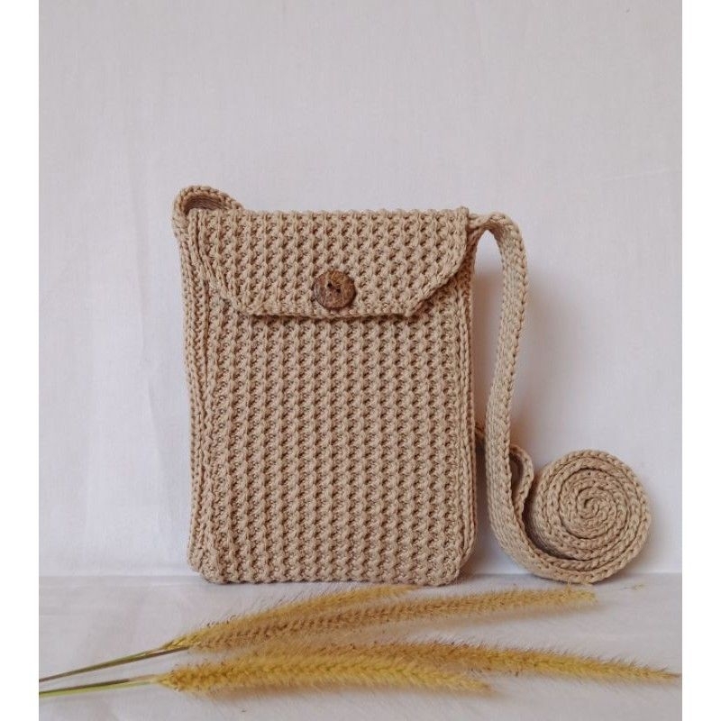 tas rajut slempang mini tas wanita tas rajut kancing