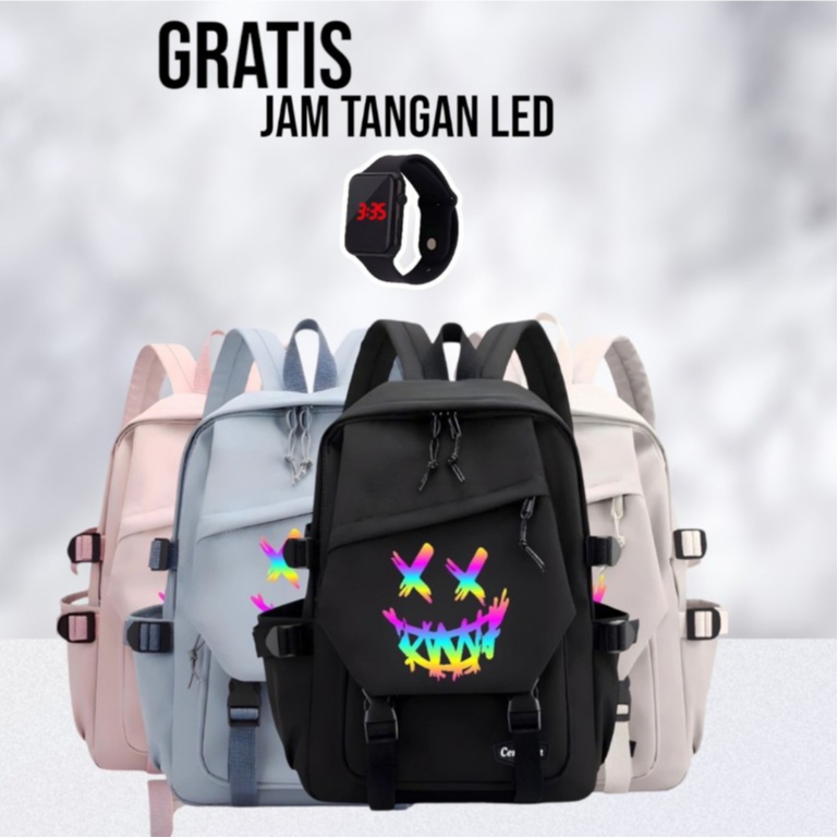 Koyabags - ( PAKET JAM MURAH ) Tas Ransel Anak Sekolah SD SMP Terbaru Motif Gradasi Keren Free Jam T