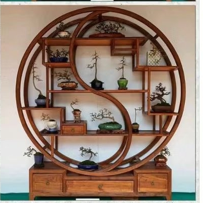 partisi bulat minimalis partisi penyekat ruang partisi shaolin kayu jati minimalis