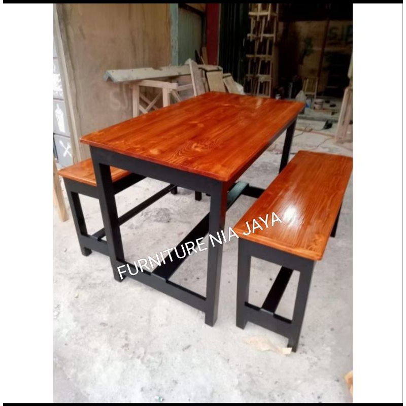 meja makan kursi panjang cafe