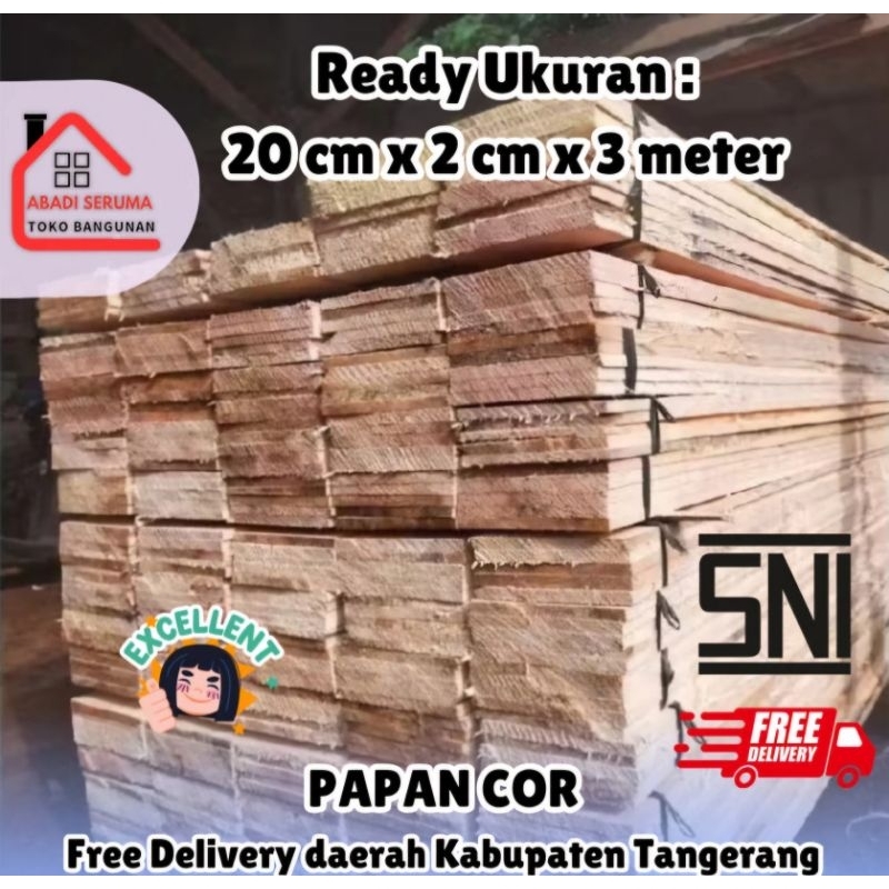 MURAH / PAPAN COR 3 METER / PAPAN KAYU LEMBARAN / PAPAN KAYU / PAPAN KAYU SENGON BISA BONGKAR PASANG