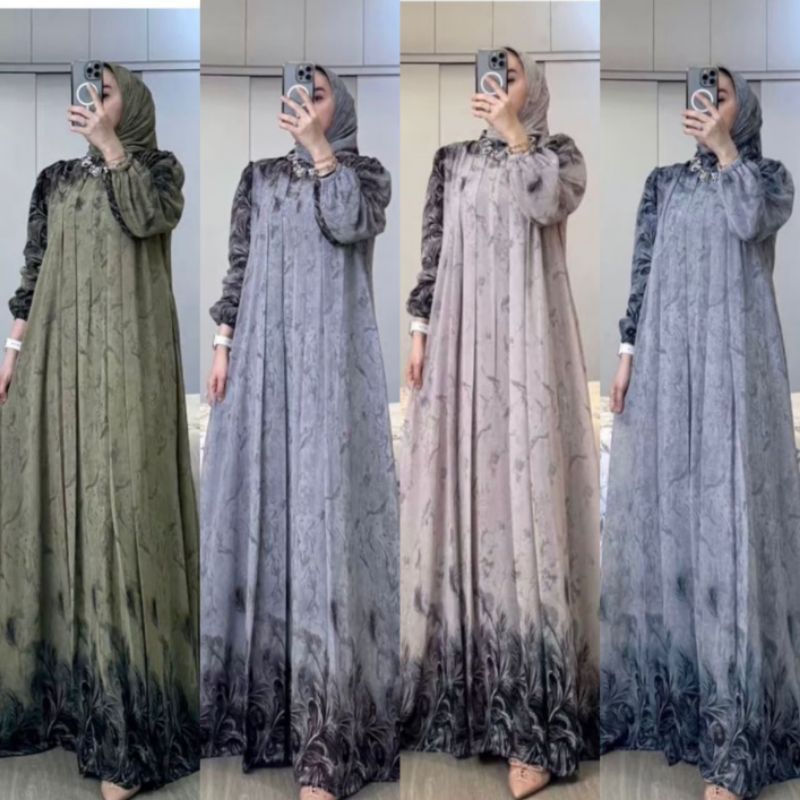 {COD}Gamis set hijab dress wanita elegan mewah  busui friendly gamis ceruty elegan // AULA GAMIS SET