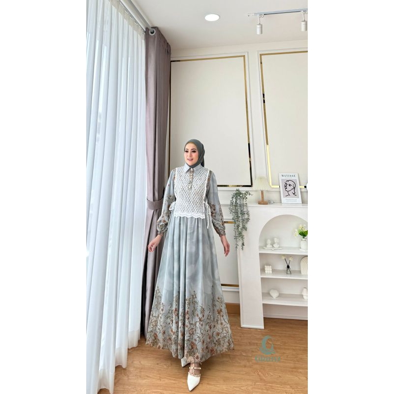 GAMIS LILIAN CERUTY MIX BROKAT BISA SERAGAMAN MODEL TERBARU SUPER MEWAH/GAMIS BROKAT MIX CERUTY WANI