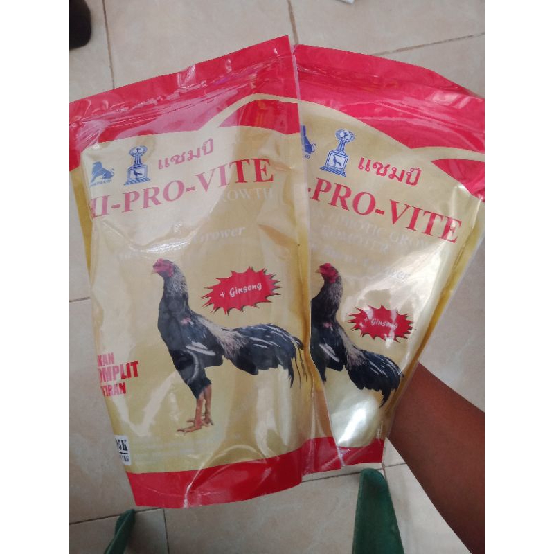 Hi pro vite 595K Pur Pakan Ayam Bangkok pakan jadi komplit plus ginseng dan gabah