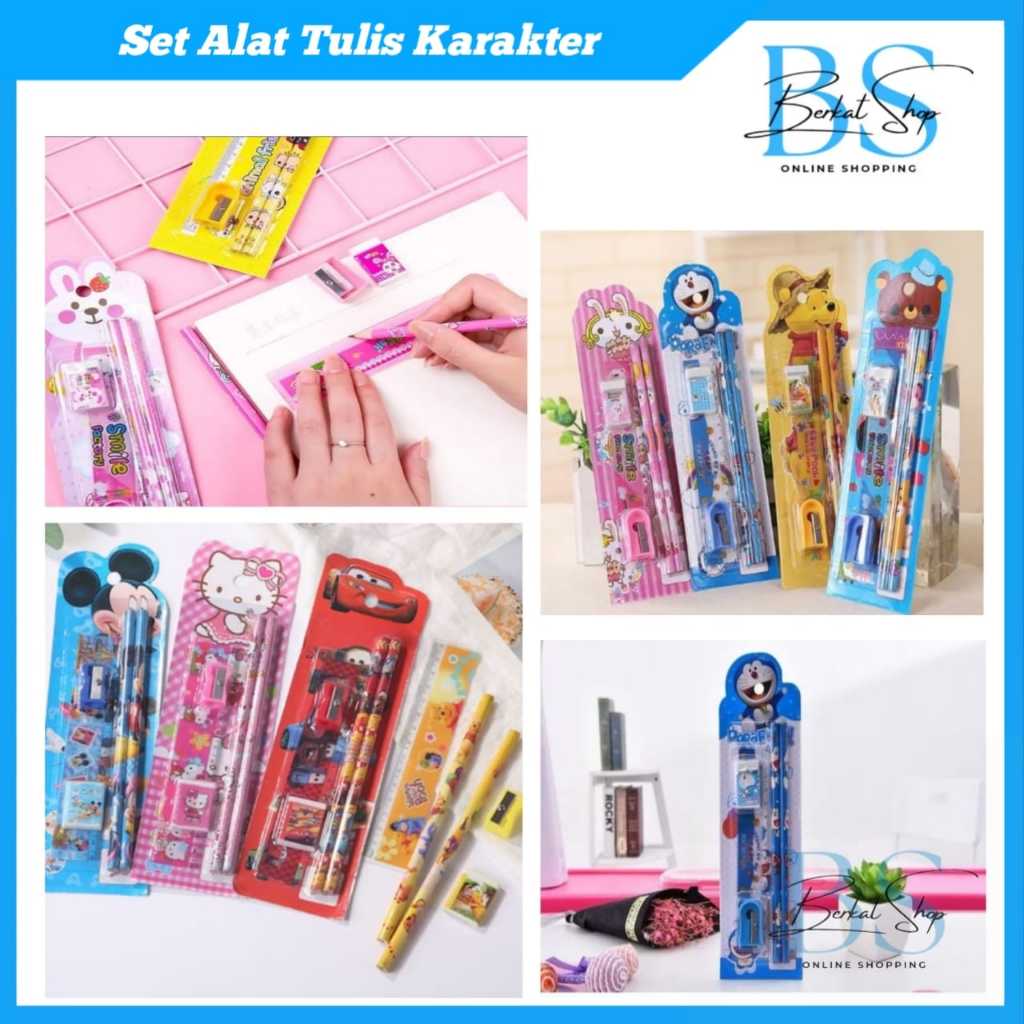 

Set Alat Tulis Karakter / Set Alat Tulis Sekolah 5 in 1 Karakter Lucu Stationary Paket Pensil