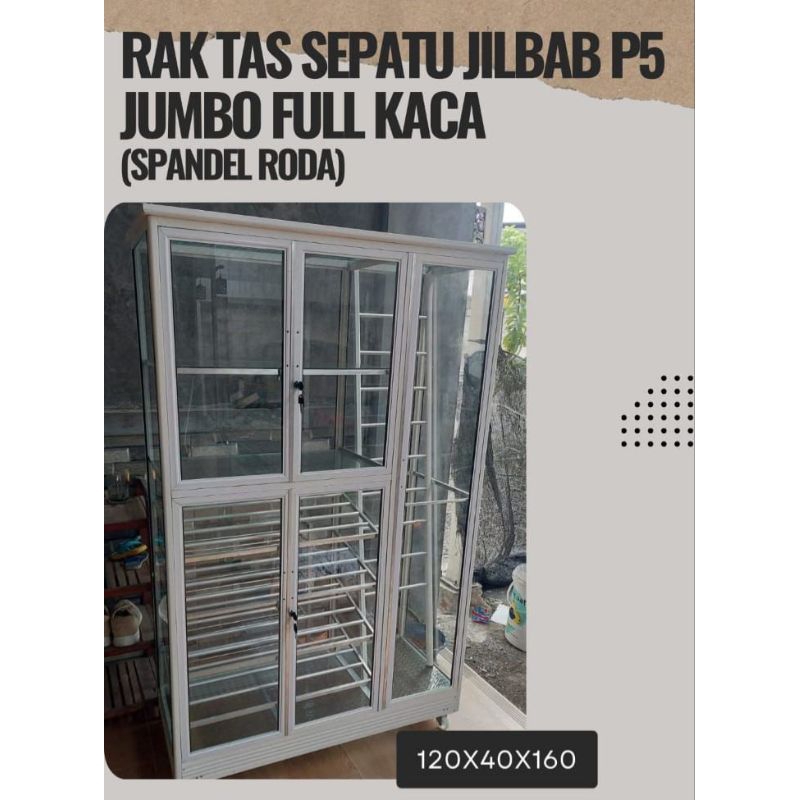 SBM_Rak Tas Sepatu Jilbab P5 Full Kaca