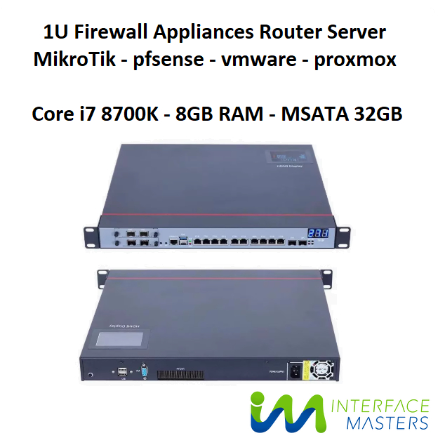 1U Firewall Server Router Mikrotik x86 pfsense opnsense proxmox vmware Intel core i7 xeon sfp+ 10G