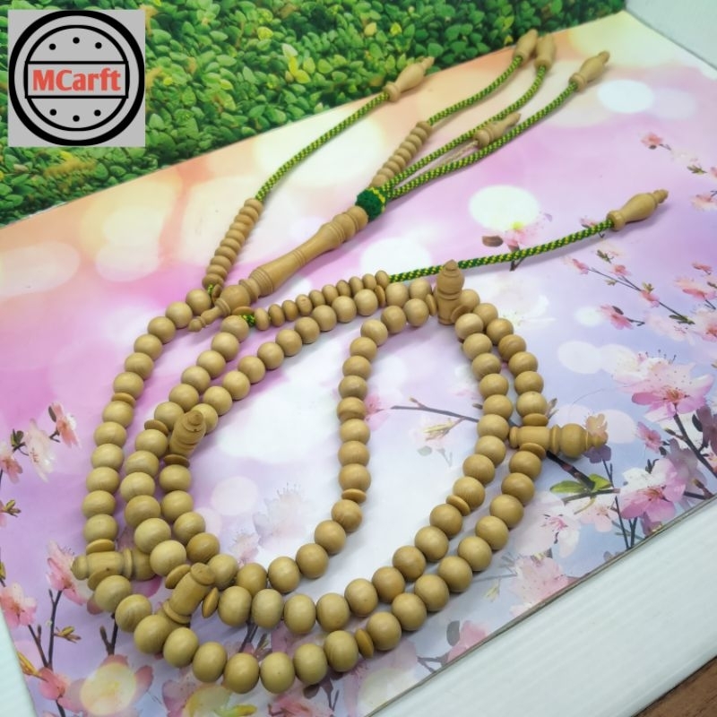 tasbih Tijani kayu kemuning gading full benang rajut C46