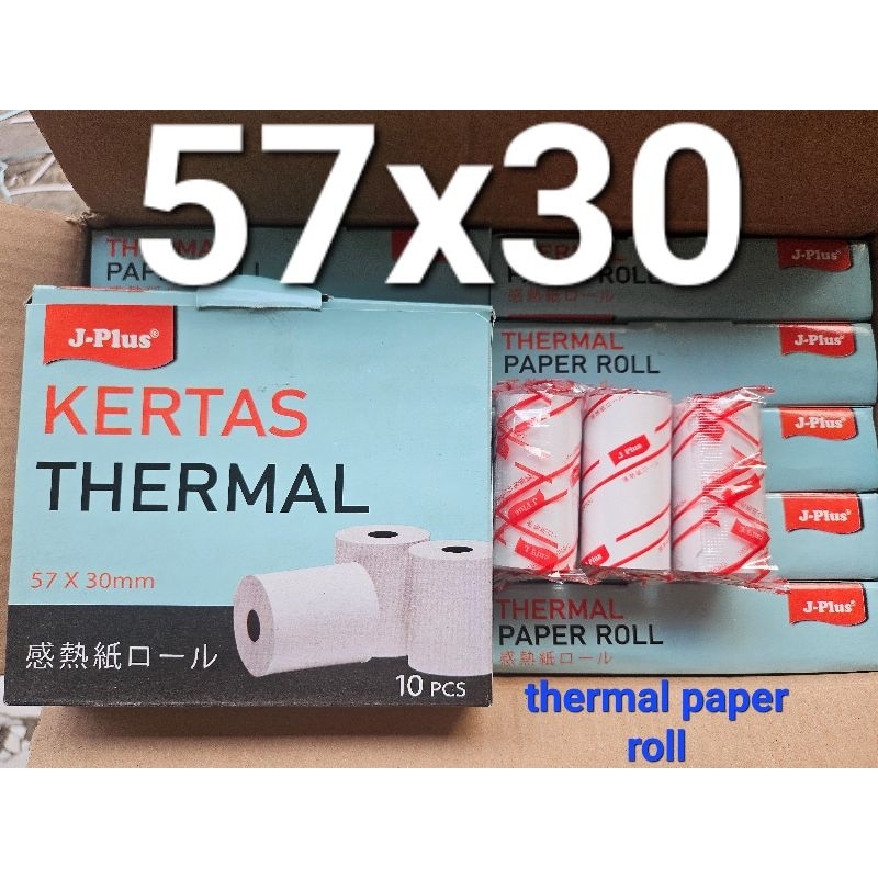 

KERTAS THERMAL ROLL 57x30mm JPLUS - KERTAS STRUK KASIR UNTUK EDC THERMAL PAPER ROLL 57x30mm JPLUS