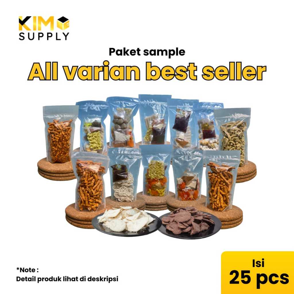 

[ISI 25PCS] PAKET SAMPLE ALL VARIAN BEST SELLER basreng - baso aci - seblak - rabokki - keripik pisang