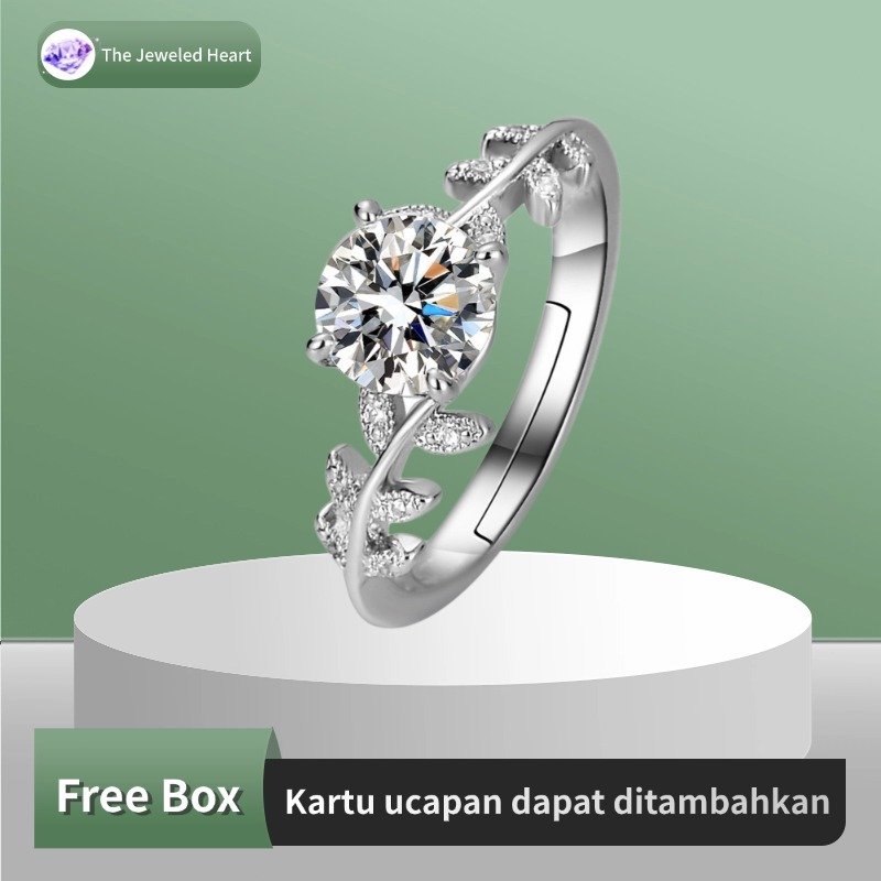 Cincin Wanita 925 Perak Asli Berlian Moissanite GRA Sertifikat Adjustable Ukuran Anti Karat Free Box