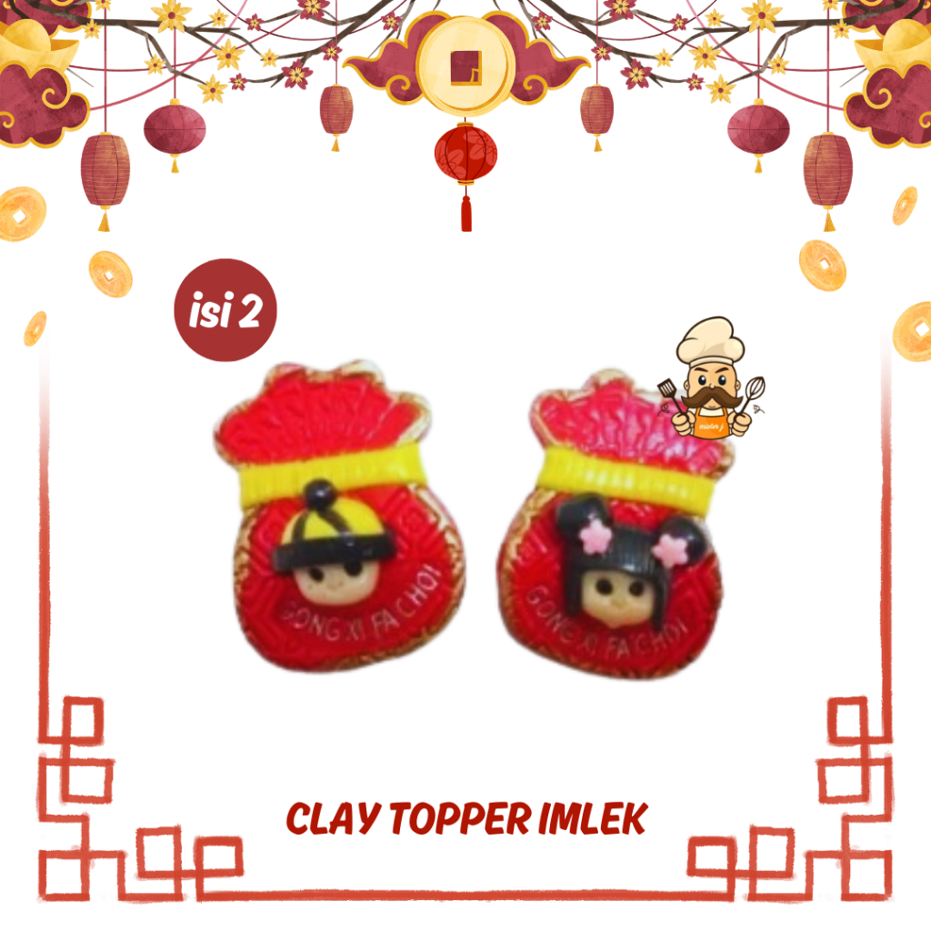 

Clay Logo Kantong Uang LCL-2113 | 2Pcs | Topper Imlek surabaya | Clay Hiasan Kue Dessert Imlek | Hiasan Kue Imlek