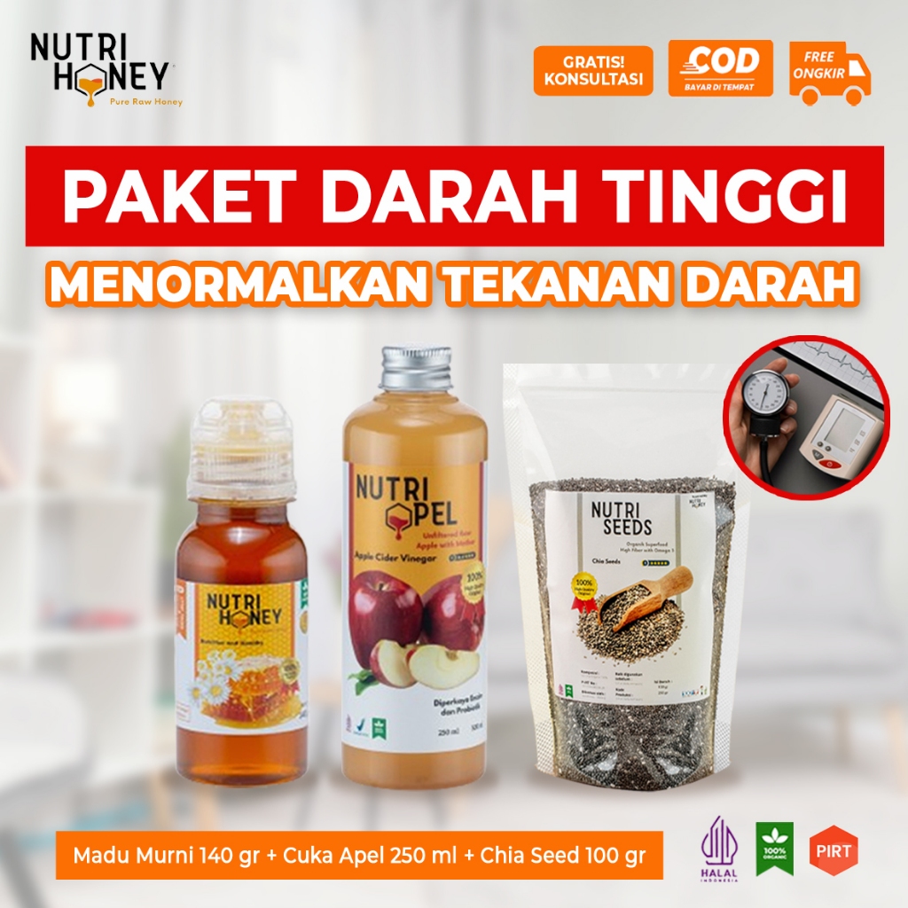 

Nutrihoney Paket Obat Darah Tinggi Madu Asli Raw & Nutriseed Chia Seed & Nutriapel Cuka Apel Murni