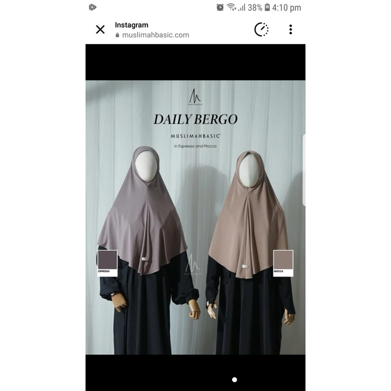 NWT DAILY BERGO warna Mocca by Muslimah basic