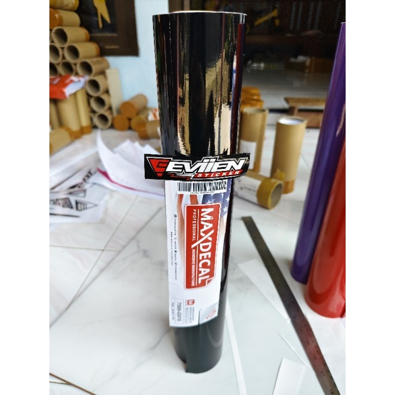 STIKER/SKOTLET WARNA HITAM GLOSSY UNTUK MOTOR MOBIL BAHAN MAXDECAL