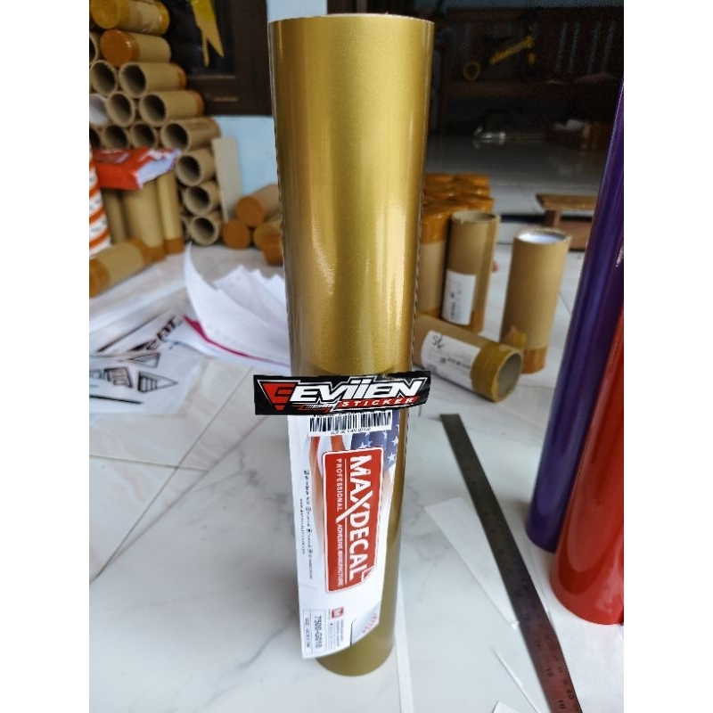 STIKER/SKOTLET WARNA GOLD GLOSSY UNTUK MOTOR MOBIL BAHAN MAXDECAL