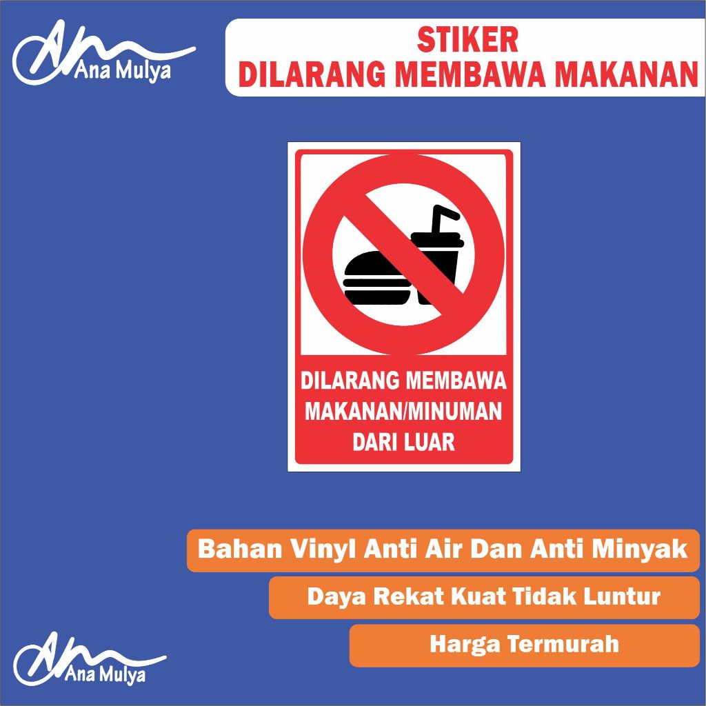 

Sticker Vinyl Stiker Dilarang Membawa Makanan / Stiker Dilarang Membawa Makanan Minuman Dari Luar / Stiker Dilarang Membawa Makanan / Stiker Dilarang Membawa Minuman Terlaris