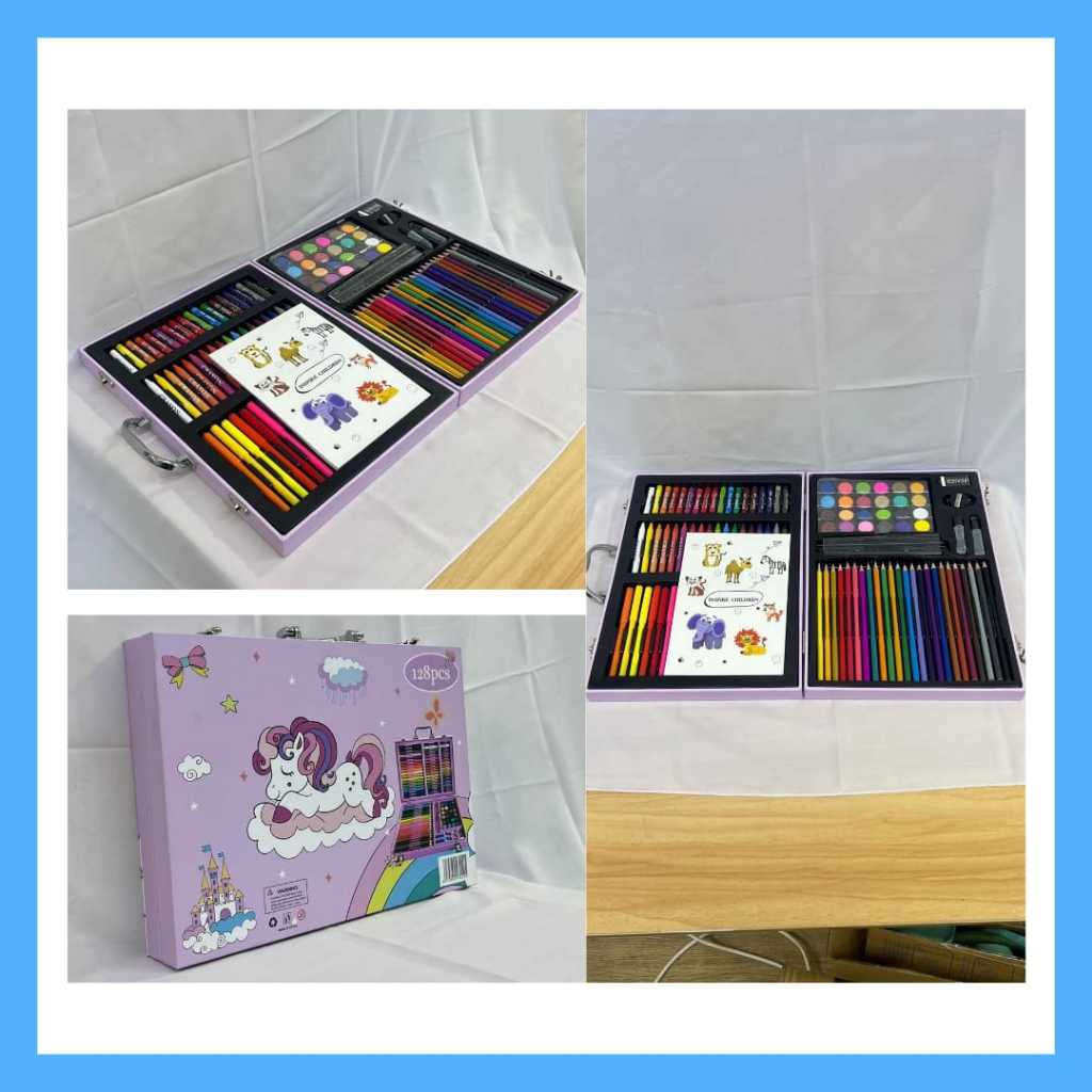 

( KD 1 ) Crayon 128set Koper - Crayon Warna Anak Set 128 pcs | Art Full Set | Krayon Mewarnai Anak