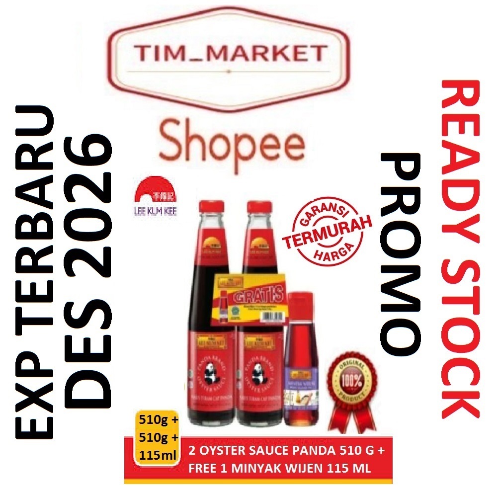 

2 BOTOL LEE KUM KEE Saos Tiram Panda 510 GR + FREE 1 MINYAK WIJEN 115 ML PROMO