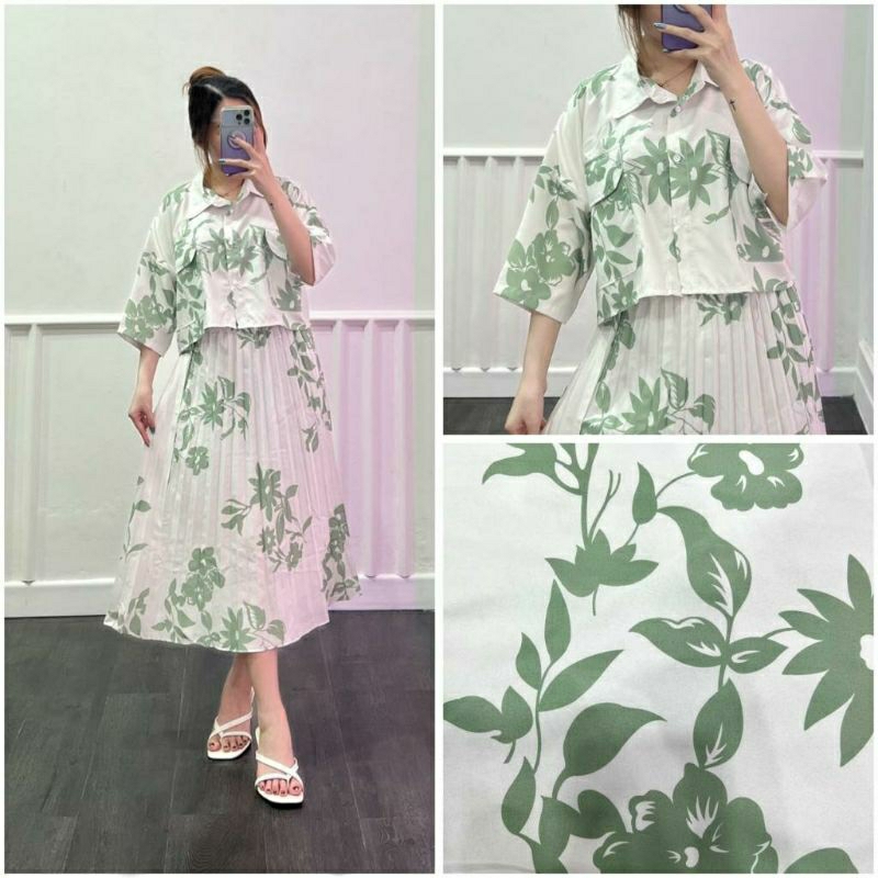 ON SET CLARA KEMEJA CROP&ROK MIDI PLISKET/ON SET PUJI