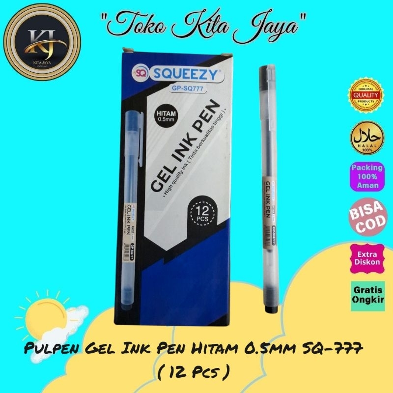 

Pulpen Gel Ink Pen Hitam 0.5mm SQ-777 ( 12 Pcs )