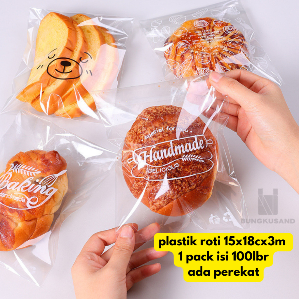 PLASTIK OPP ROTI 15X18CM ISI 100PCS DENGAN SEAL PEREKAT PLASTIK OPP MOTIF LUCU KEMASAN PEMBUNGKUS KU