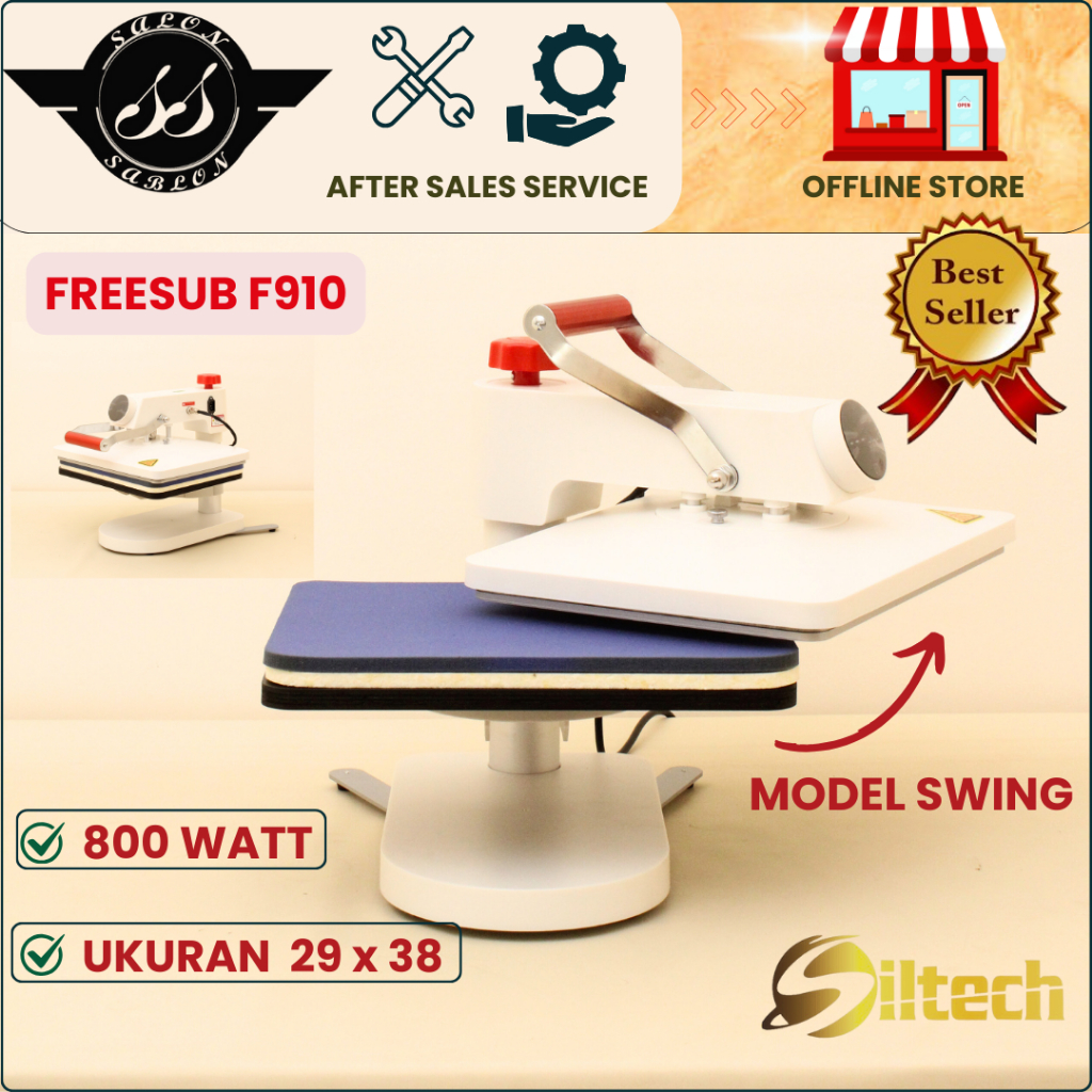 Mesin Press Kaos Swing 29 X 38 | 800WATT | Sablon DTF, DTG, Sublimasi Transfer Paper, Polyflex