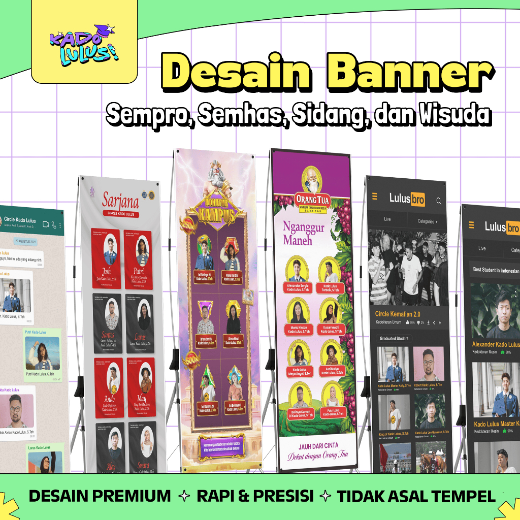 KADO LULUS Banner Spanduk Sidang Skripsi Wisuda Sempro Semhas Desain Unik Lucu #3