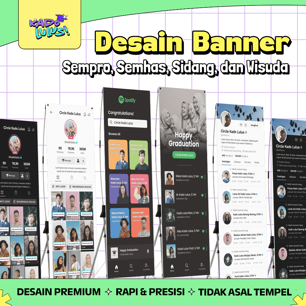 KADO LULUS Banner Spanduk Sidang Skripsi Wisuda Sempro Semhas Desain Unik Lucu #1