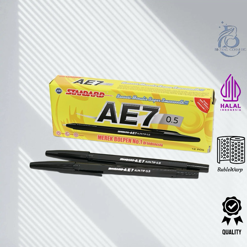 

STANDARD AE7 Pulpen Tulis Hitam - 1 pack / eceran