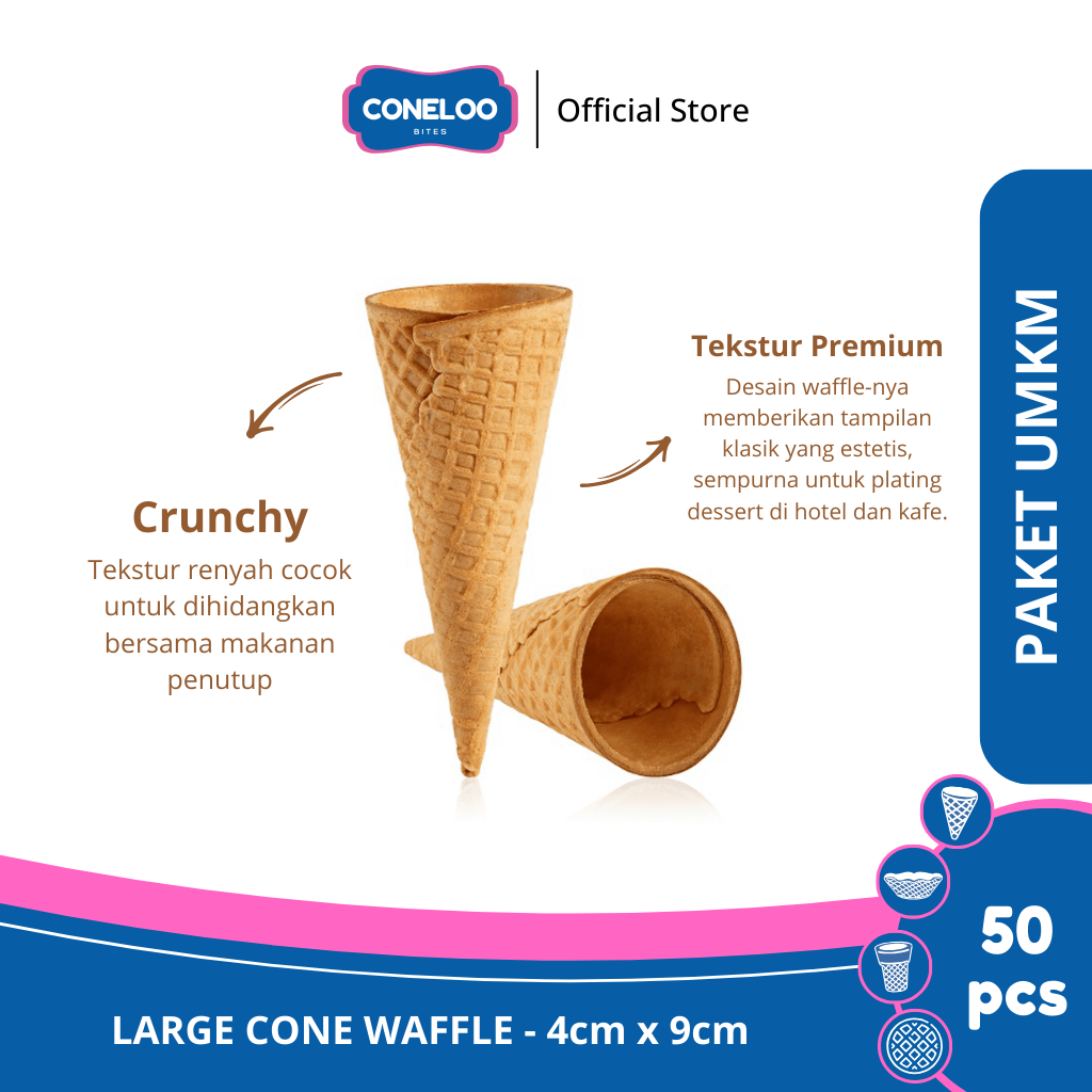 

pink PAKET UMKM Large Cone Es Krim 4cm x 9cm isi 50pcs