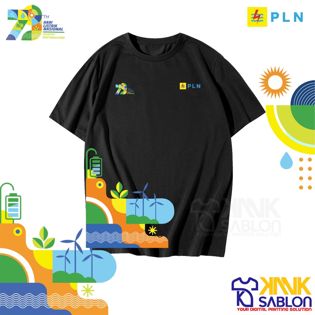 KAOS T-SHIRT PLN ULTAH KE 79TH BUMN HARI LISTRIK NASIONAL PINTAR - BAJU PLN 79TH HARI LISTRIK NASION