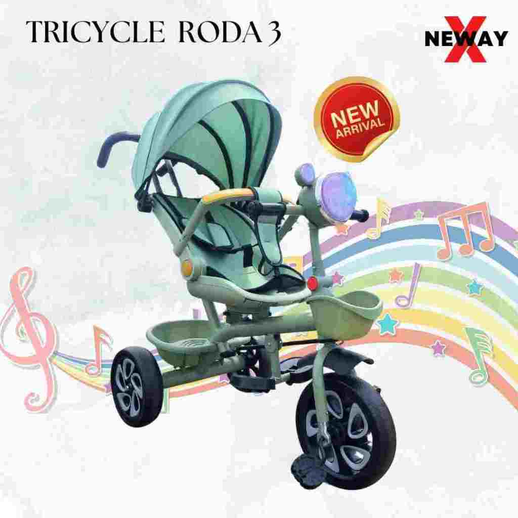 easyfun - Sepeda Anak 5in1 Roda 3 Tricycle Bayi Roda Tiga Sepeda Stroller Dorong Tidur Duduk Lipat