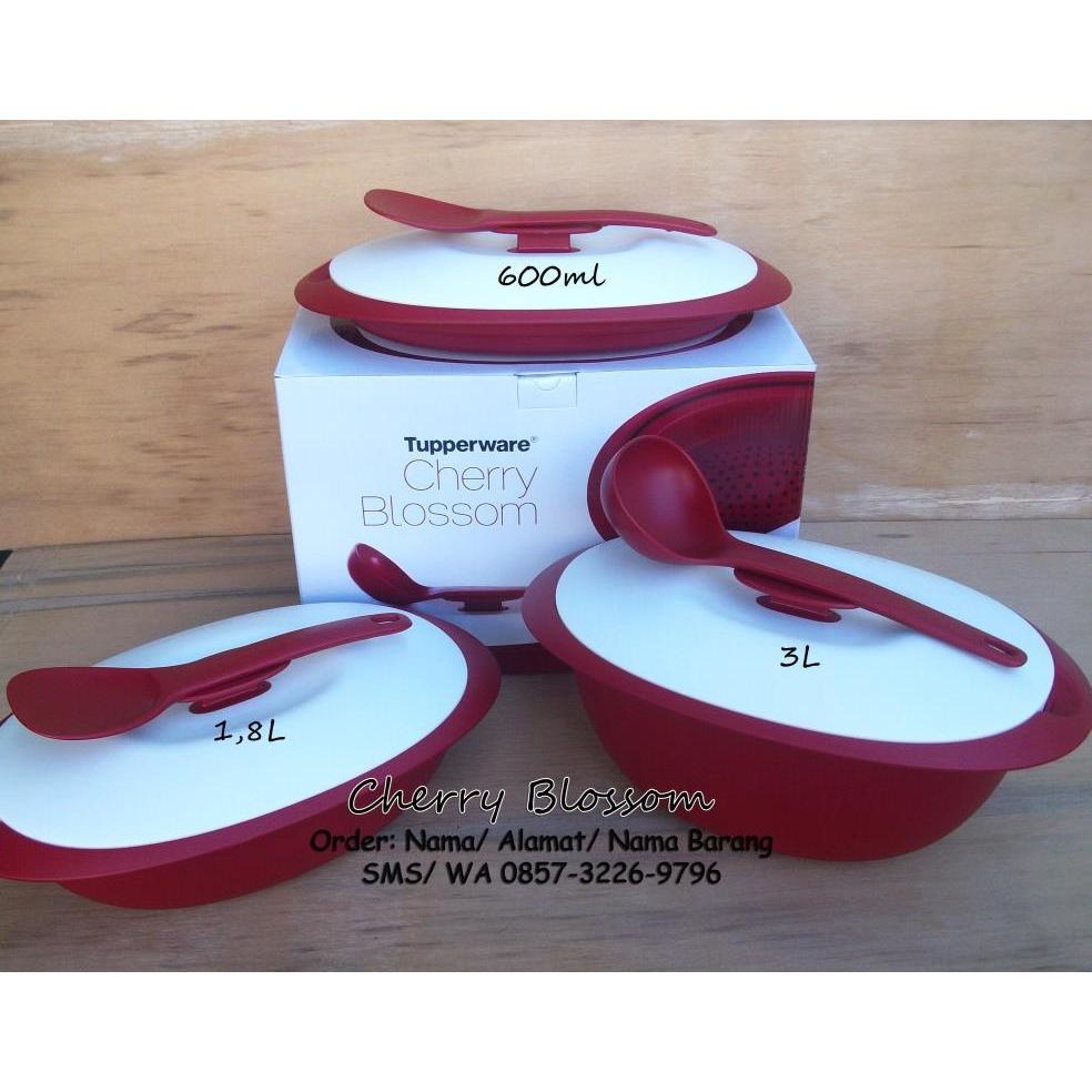 blossom merah Tupperware tempat saji prasmanan set cherry blosssom