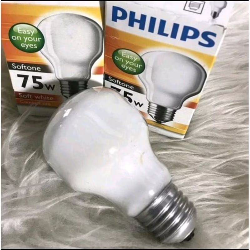 LAMPU PHILIPS 75W 75 WATT SOFTONE PENGHANGAT AYAM CAHAYA SEMU KUNING / LAMPU PHILIPS 75 WATT MURAH