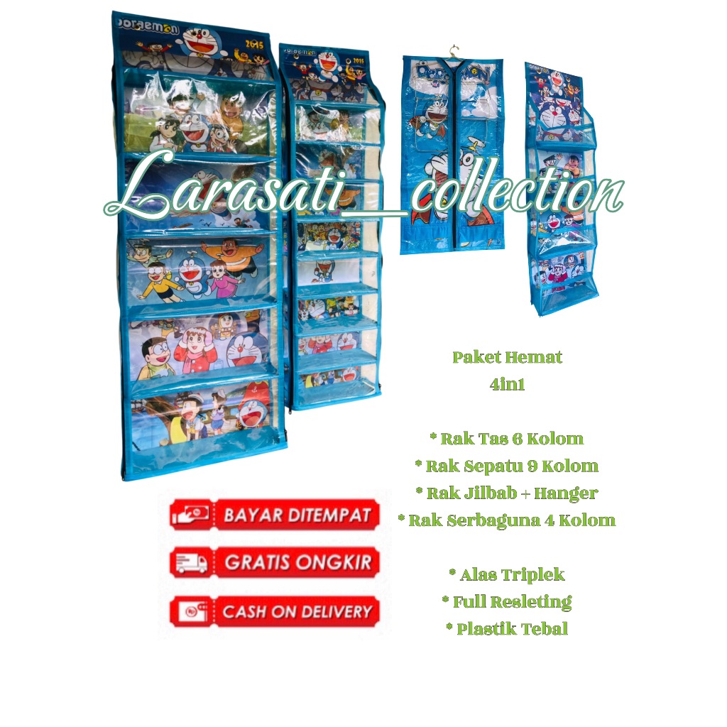 [ Alas Triplek ] Rak Gantung Set 4in1 Rak Tas Rak Sepatu Rak Jilbab dan Rak Serbaguna Alas Triplek M