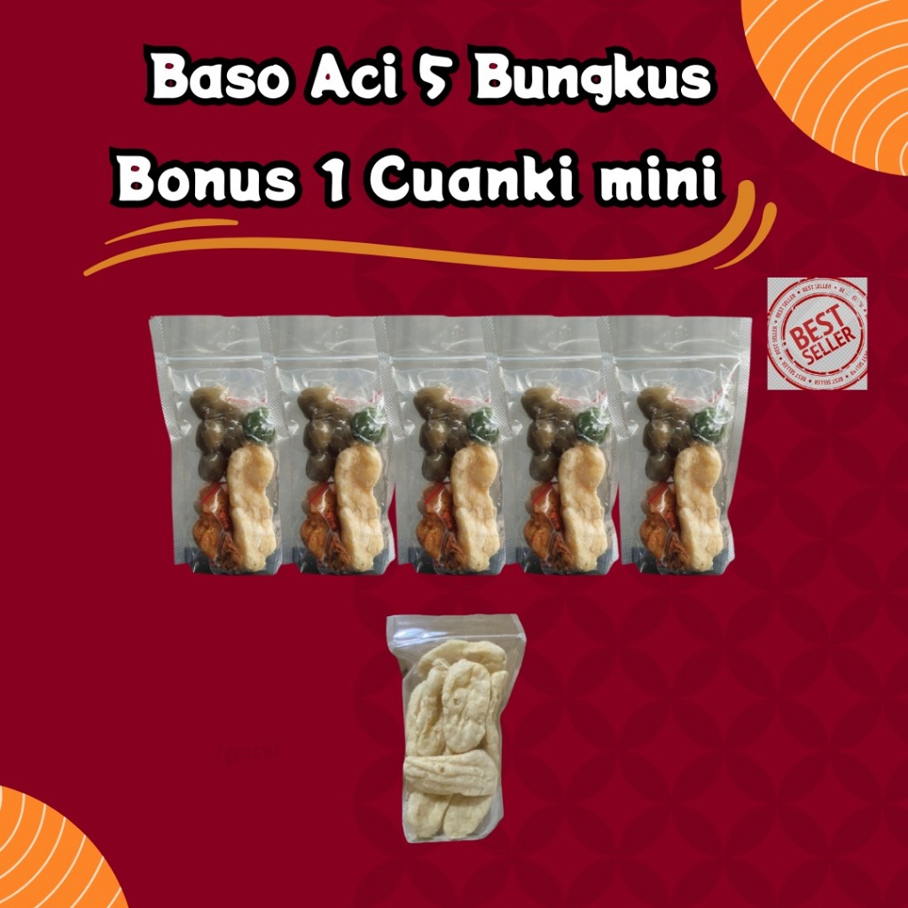 

PAKET BASO ACI 5 BUNGKUS GRATIS 10 PCS CUANKI LIDAH