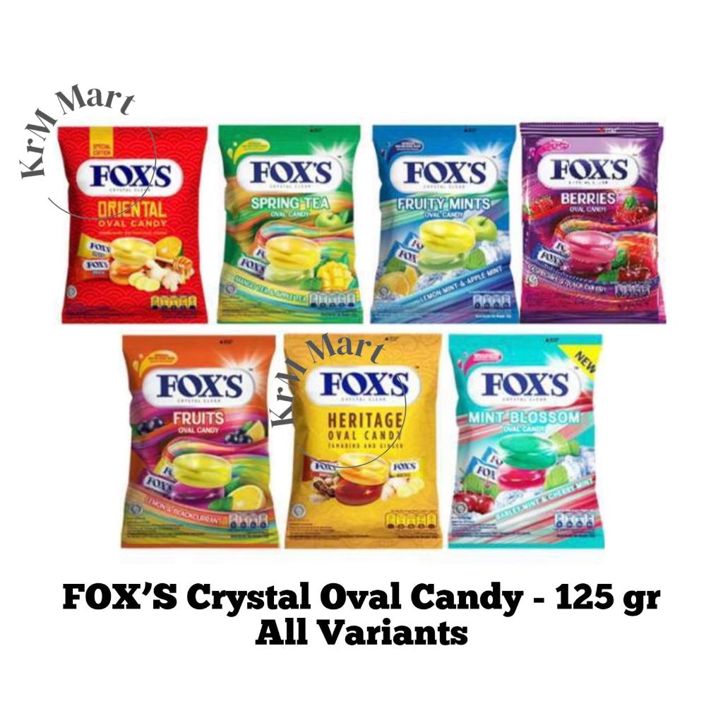 

Permen FOX Crystal Oval Candy 125 gr 1 bungkus All Varian Spring Tea Fruity Mints Berries Fruits Mint Blossom fox's kristal bening