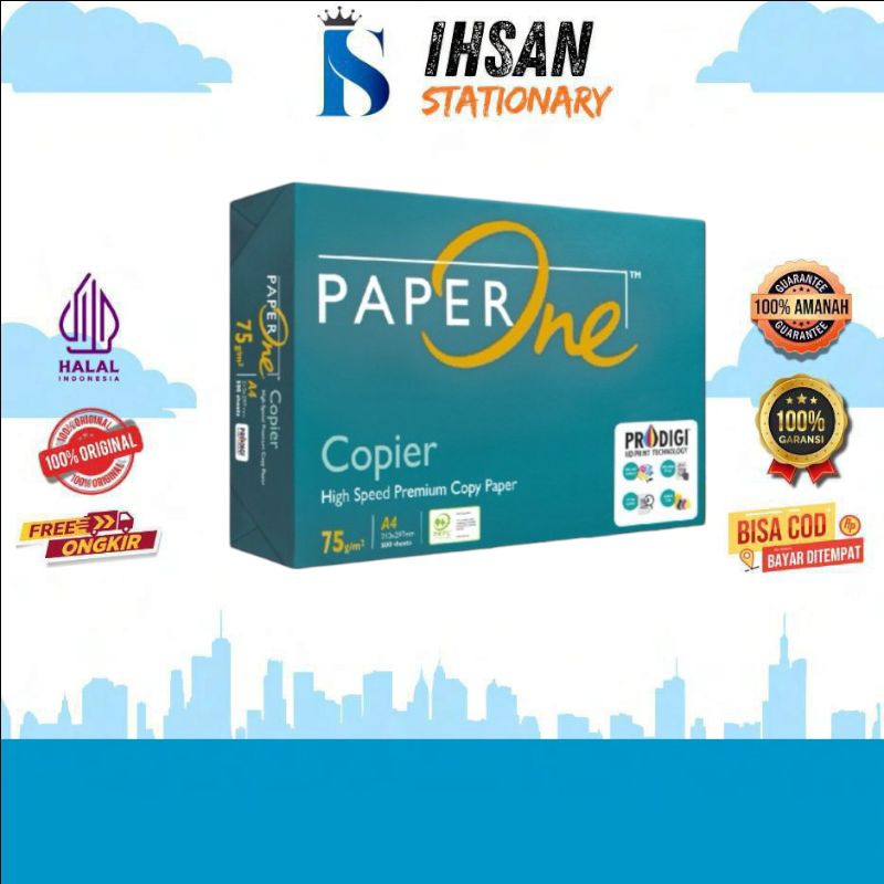 

Kertas HVS A4 75gsm PaperOne Anti Stuck (1 Dus)