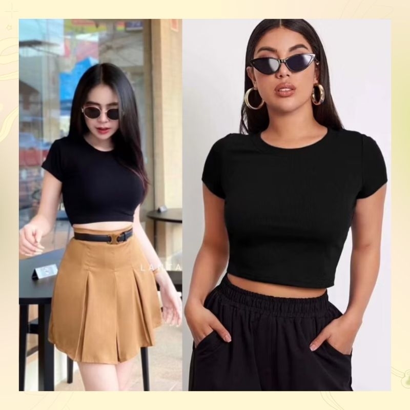 CROP TOP PENDEK WANITA TSHIRT KAOS PREMIUM SLIMFIT
