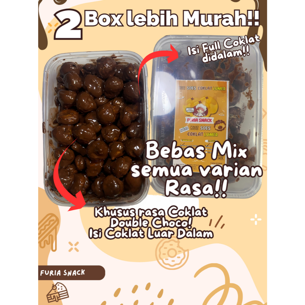 

Kue Soes Lumer Aneka Rasa 2BOX isi 300gr Bebas Mix Rasa Snack Chocolate