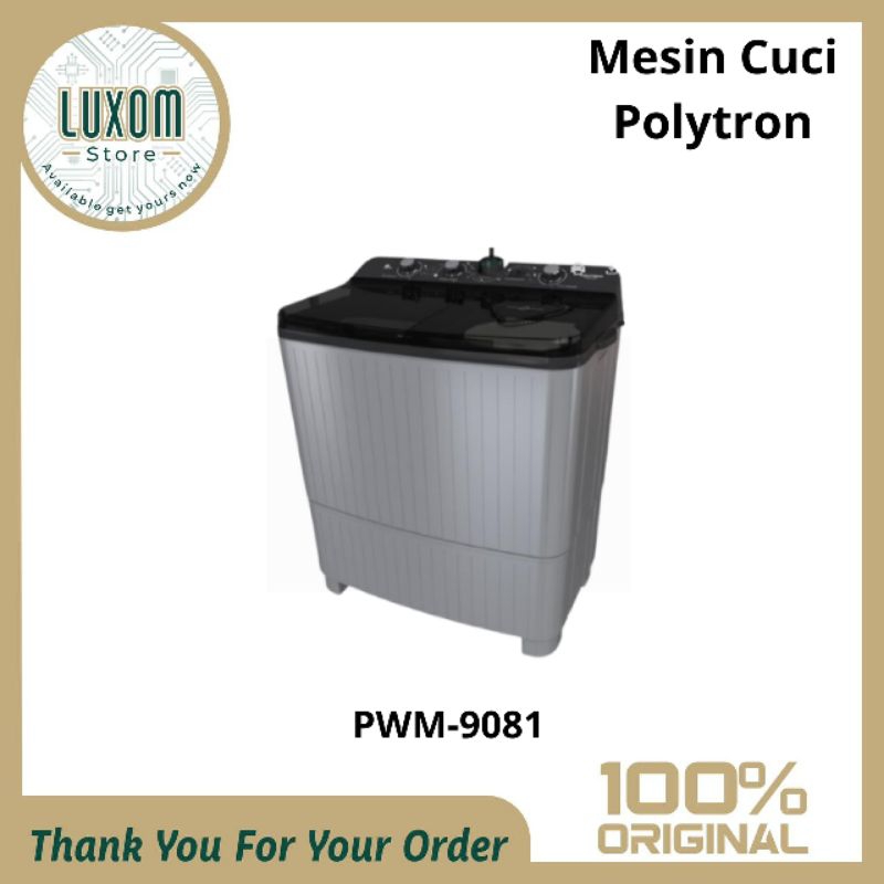 Mesin Cuci Polytron PWM-9081/Mesin Cuci Polytron/Mesin Cuci 2 Tabung/9kg