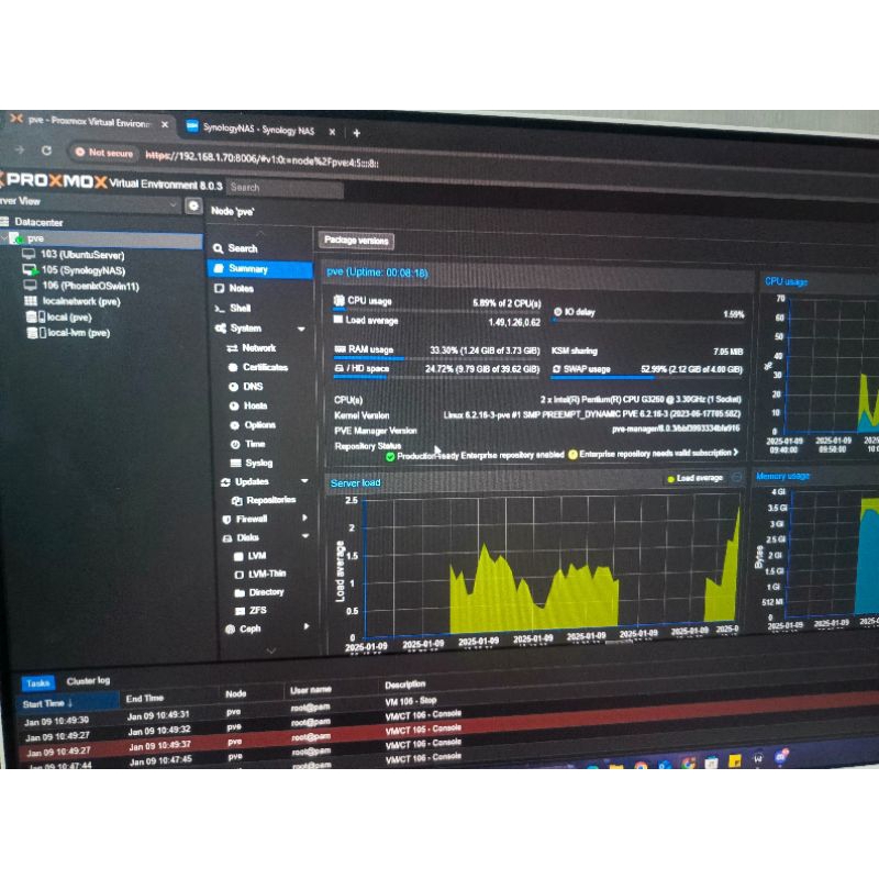 PC SERVER PROXMOX HOSTING SERVER NAS SYNOLOGY OPENWRT MIKROTIK MIKROWRT (Low power) siap tempur 24 J