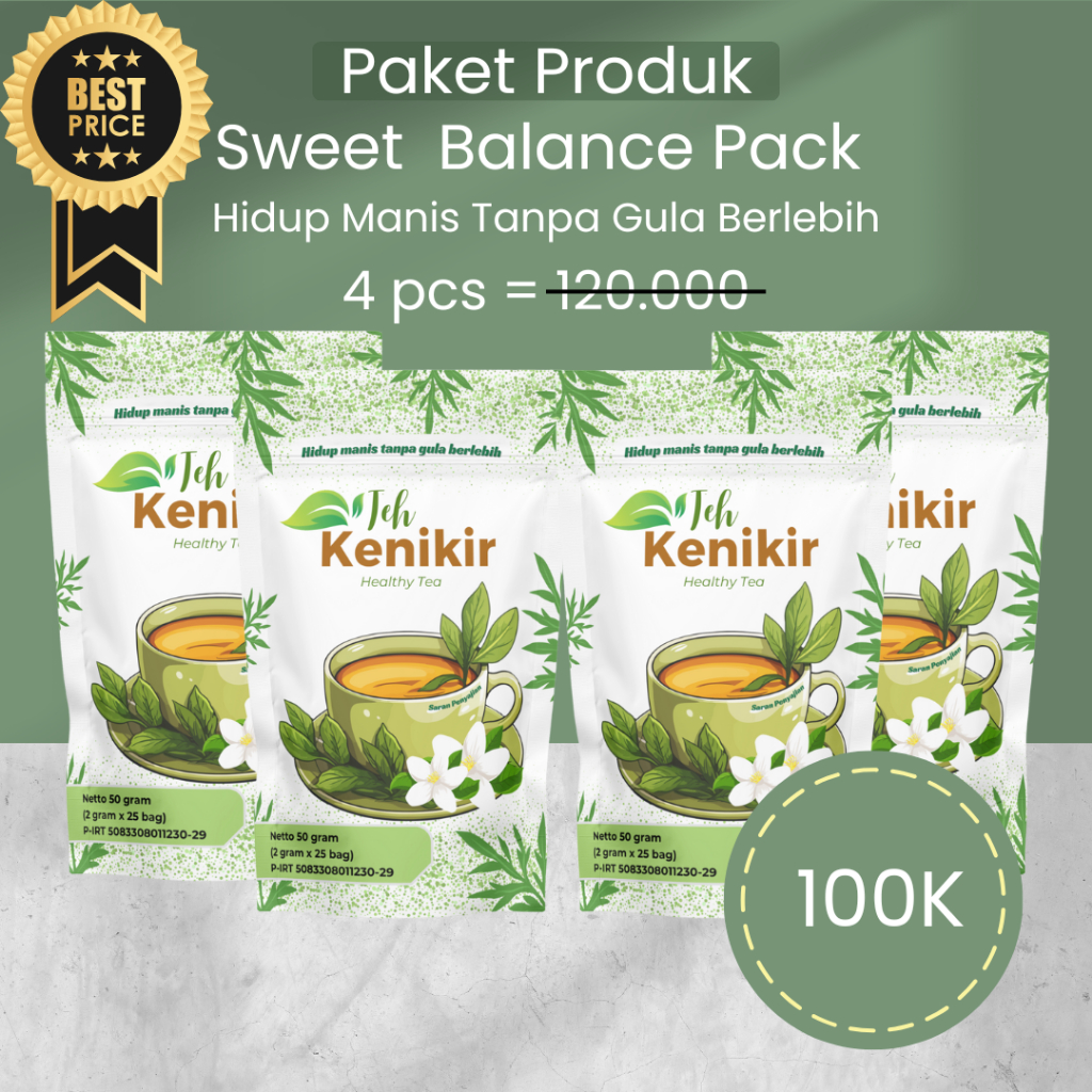 

Sweet Balance Pack - 4 Teh Kenikir Herbal untuk Diabetes, Sehat dan Alami