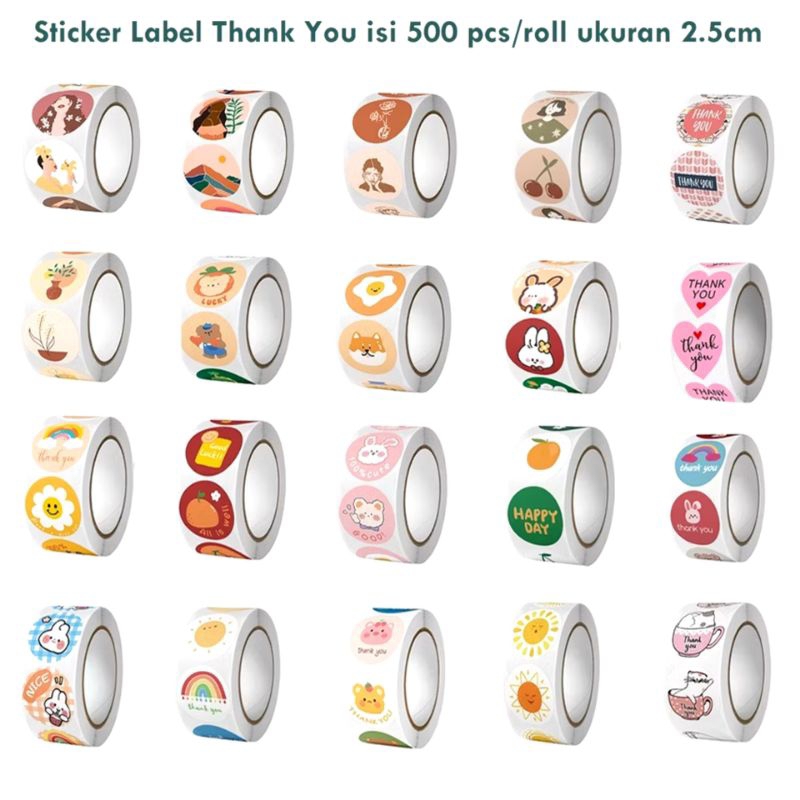 

500 Pcs (1 ROLL) Stiker Label Thank You 25mm