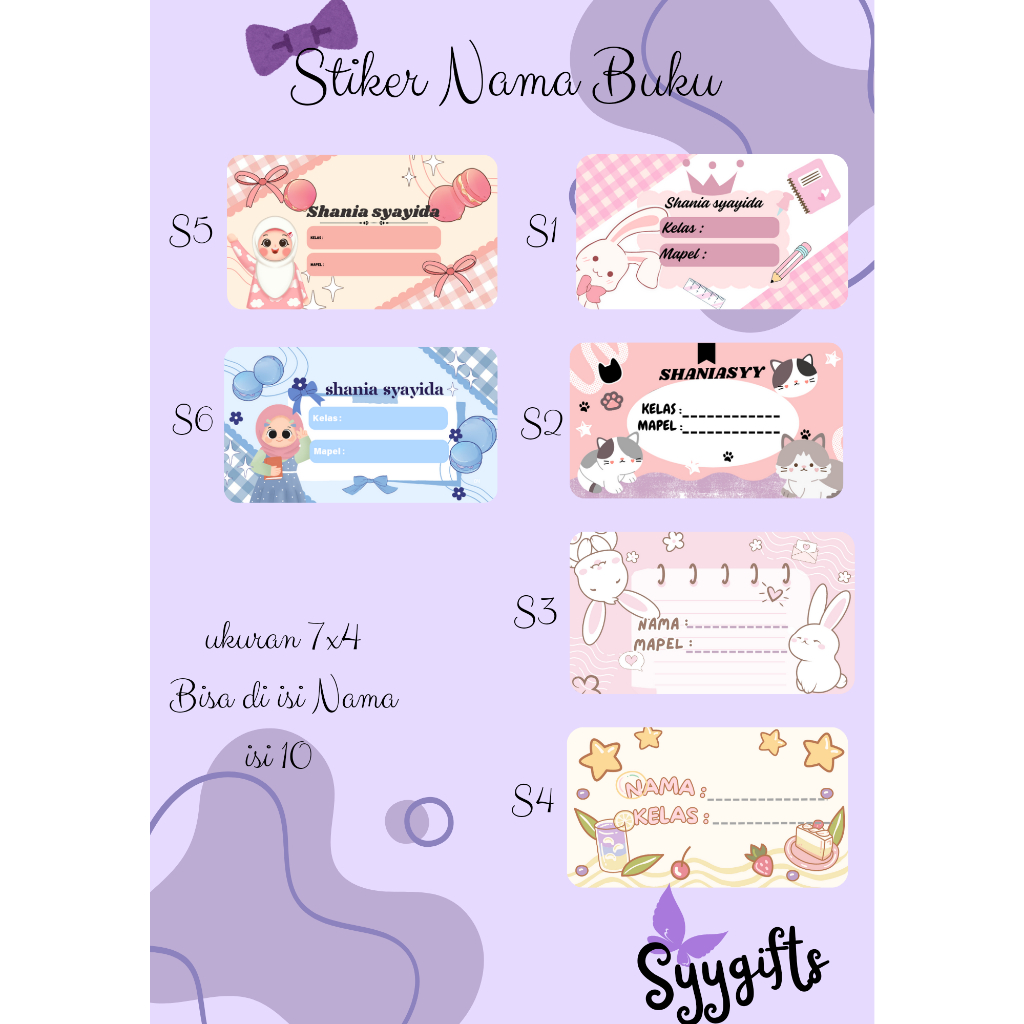

Stiker label nama buku isi 10 pcs