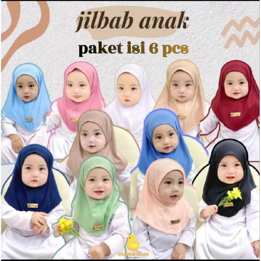 Paket Hemat 6 pcs Hijab Bayi Balita i 0 6 12 Bulan Jilbab Anak 1 tahun Maurin Bahan Jersey - Kerudun