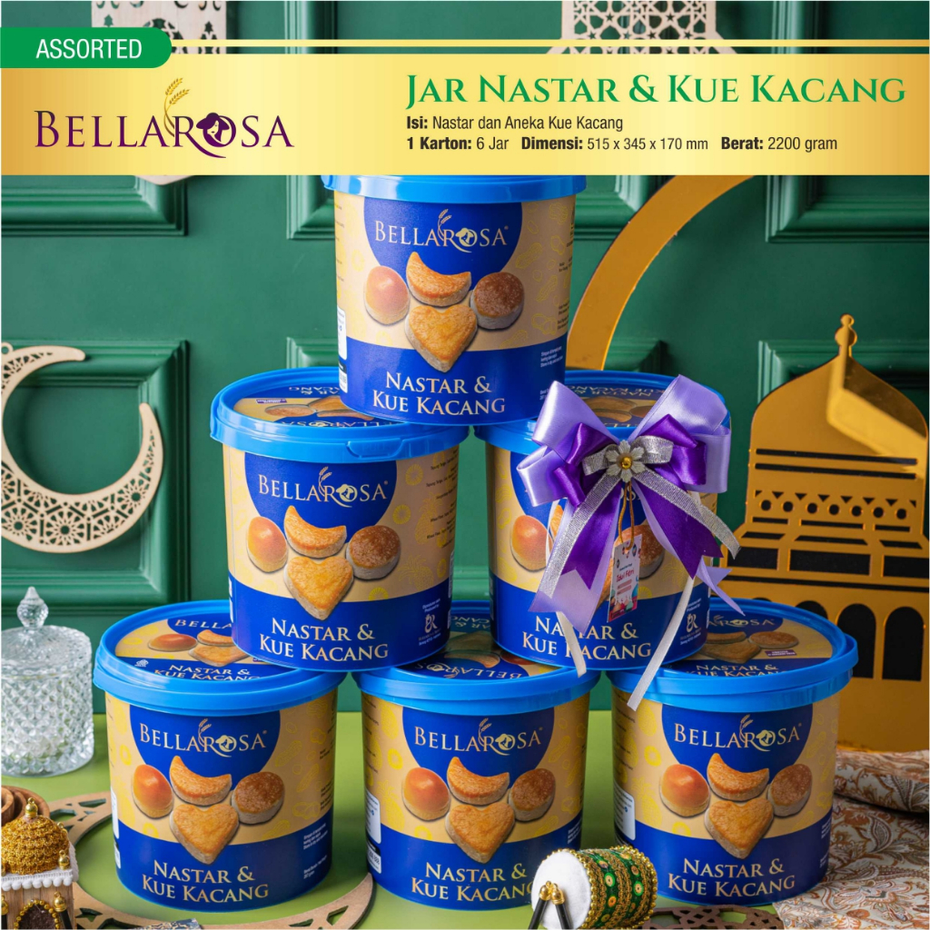 

NASTAR & KUE KACANG KUE BELLAROSA 6 BUCKET BUTTER COOKIES PAKET LEBARAN KEMASAN KARTON PRODUKSI 2025