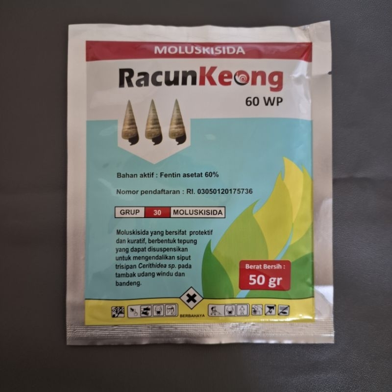 Racun Keong 60 WP 50 gram - Moluskisida Mengendalikan Siput Pada Tambak Udang Windu dan Bandeng