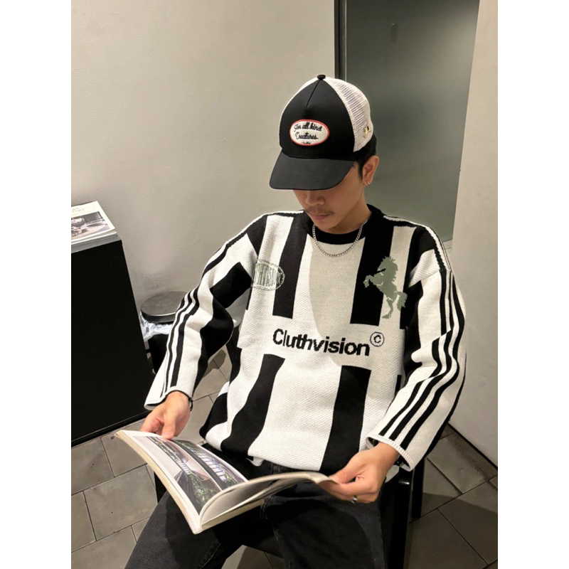 [ ORIGINAL ] CLUTHVISION KNITWEAR LUCKY NUMBER BLACK AND WHITE